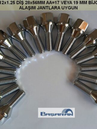 Bijon M12x1.25 kafa 17mm, Diş:28 Tamboy:56mm takım 16ad fiyatıdır M12125